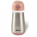 BEABA, Gourde inox 350 ml + anse - old pink