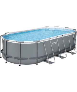 Kit Piscine hors sol tubulaire BESTWAY Power Steel- 549 x 274 x 122 cm - Ovale (Avec filtre a cartouche, échelle, bâche, dif…