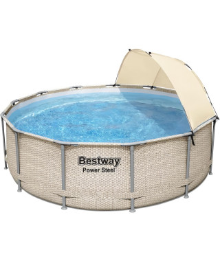 Kit Piscine hors sol tubulaire BESTWAY Power Steel 396 x 107 cm Ronde (pompe de filtration, échelle, couverture, bâche 4 sais…