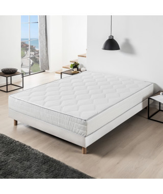 DEKO DREAM Hyvyys Ensemble Matelas ressorts + Sommier tapissier 160 x 200 - Confort équilibré - Epaisseur 23 cm - Galon gris