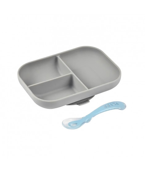 Béaba Repas Set Repas Silicone avec Ventouse Gris