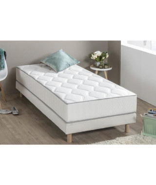 DEKO DREAM Hyvyys Ensemble matelas ressorts + sommier tapissier 90 x 190 - Epaisseur 23 cm - Confort équilibré - Galon gris