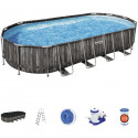 Kit Piscine hors sol tubulaire BESTWAY - Power Steel - 732 x 366 x 122 cm - Ovale (Pompe de filtration, échelle, bâche)