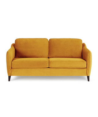 HEXAGONE  Canapé Convertible 3 places - Velours ocre - Couchage express - L 182 x P 85 x H 97 cm - CLYDE