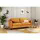 HEXAGONE  Canapé Convertible 3 places - Velours ocre - Couchage express - L 182 x P 85 x H 97 cm - CLYDE