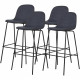 Lot de 4 tabourets de bar - Tissu gris anthracite - L 41 x P 41 x H 75 cm - MORGAN