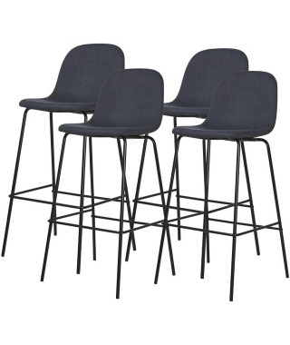 Lot de 4 tabourets de bar - Tissu gris anthracite - L 41 x P 41 x H 75 cm - MORGAN