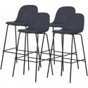 Lot de 4 tabourets de bar - Tissu gris anthracite - L 41 x P 41 x H 75 cm - MORGAN