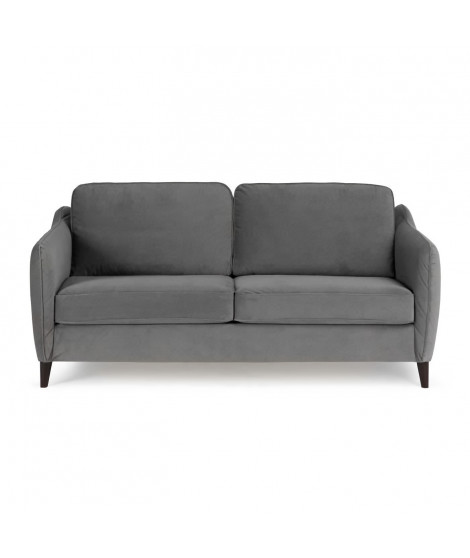 HEXAGONE Canapé convertible couchage express - 3 places - Velours gris - L 182 x P 85 x H 97 cm - CLYDE