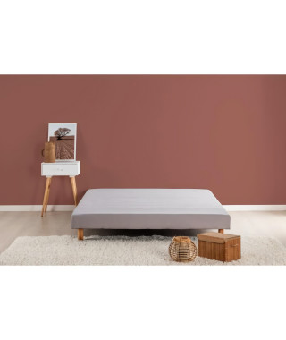 DEKO DREAM Rakenne Sommier tapissier a lattes 160 x 200 - Bois massif gris + pieds