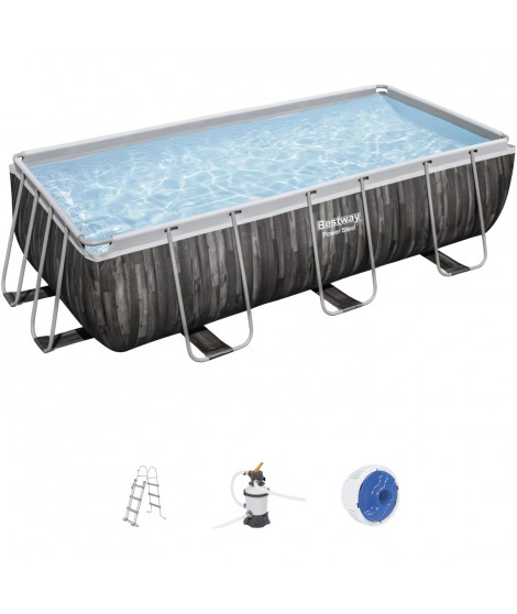 Kit Piscine hors sol tubulaire BESTWAY - Power Steel - 404 x 201 x 100 cm - Rectangulaire (Filtre a sable, échelle, diffuseur)