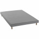 DEKO DREAM Rakenne Sommier tapissier a lattes 140 x 200 cm - Bois massif gris + Pieds