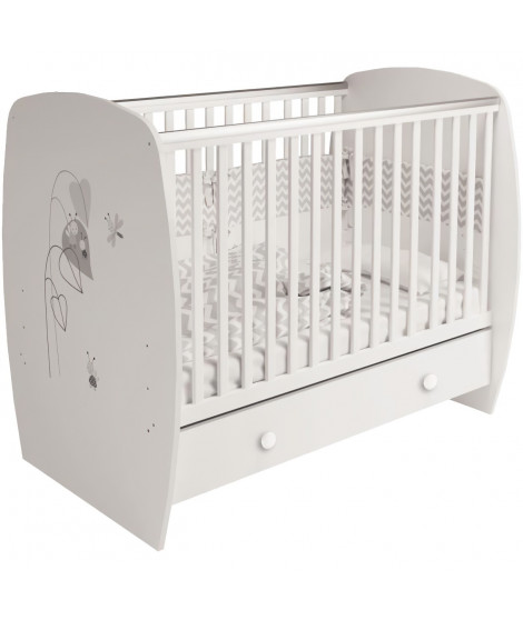 POLINI KIDS AMIS ZEN Lit NEVA 120*60 avec tiroir blanc