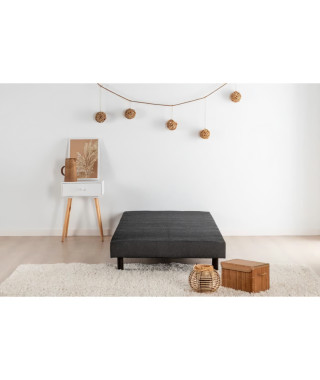 DEKO DREAM Rakenne - Sommier tapissier a lattes 90 x 200 - Bois massif gris anthracite + pieds