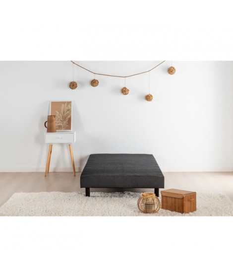 DEKO DREAM Rakenne - Sommier tapissier a lattes 90 x 200 - Bois massif gris anthracite + pieds