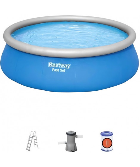 Kit Piscine hors sol autoportante BESTWAY - Fast Set - 457 x 122 cm - Ronde (Livrée avec filtre a cartouche + échelle de sécu…