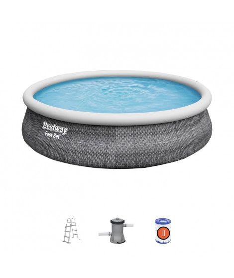 Kit Piscine hors sol autoportante BESTWAY - Fast Set - 457 x 107 cm - Ronde (Livrée avec pompe de filtration + échelle de séc…