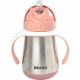 BEABA, Biberon/Tasse d'apprentissage /Gourde Bébé 2 en 1 Inox, Tasse Paille Enfant, 100% étanche, Anti-fuite, 250ml, Rose