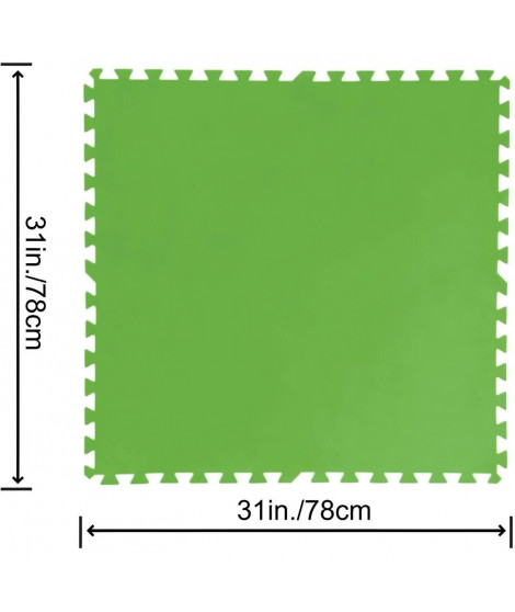 Tapis de sol pour piscine hors sol Bestway - Lot de 9 dalles de protection en mousse vert 78 x 78 cm ép 4 mm