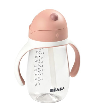 BEABA Tasse Paille Enfant 2 en 1 300 ml - old pink