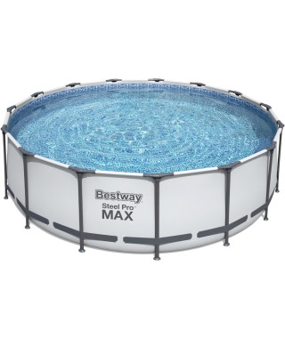 Kit Piscine hors sol tubulaire BESTWAY Steel Pro Max - 457 x 122 cm - Ronde (Livrée avec pompe de filtration, échelle, bâche)