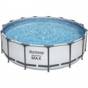 Kit Piscine hors sol tubulaire BESTWAY Steel Pro Max - 457 x 122 cm - Ronde (Livrée avec pompe de filtration, échelle, bâche)