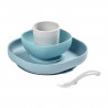 BEABA, Coffret repas Silicone Bébé, Avec Ventouse, Anti-dérapant, 4 Pieces, Assiette + Bol+ Verre + Cuillere, Jungle