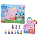 Peppa Pig Peppa's Adventures Mallette Peppa, George et leurs amis, jouet préscolaire, 9 figurines avec les soeurs Zebra