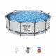 Kit Piscine hors sol tubulaire BESTWAY Steel Pro Max- 366 x 100 cm - Ronde (Livrée avec filtre a cartouche + échelle de sécu…