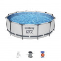 Kit Piscine hors sol tubulaire BESTWAY Steel Pro Max- 366 x 100 cm - Ronde (Livrée avec filtre a cartouche + échelle de sécu…