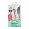 BEABA, Set de 3 couverts inox old pink