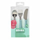 BEABA, Set de 3 couverts inox airy green