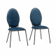 Lot de 2 Chaises - Velours Bleu - L 51 x P 96 x H 52,5 cm - LOUIS