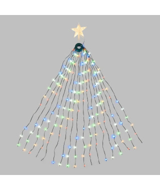 Manteau lumineux LOTTI pour sapin de Noël - Vert + Cimier Étoile - 304 gouttes LED lumiere RGB - H155cm