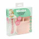 BEABA, Set Repas Bébé, Avec Ventouse, Anti dérapant, Assiette Silicone Compartimentée + Cuillere, Sain et Durable, Rose