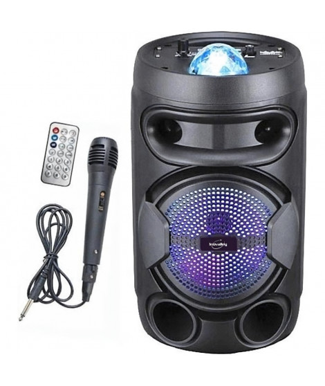 INOVALLEY KA02 BOWL- Enceinte lumineuse Bluetooth 400W - Fonction Karaoké - Boule kaléidoscope LED multicolore - Port USB, Mi…