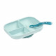 BEABA, Set Repas Bébé, Avec Ventouse, Anti dérapant, Assiette Silicone Compartimentée + Cuillere, Sain et Durable,Bleu