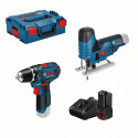 Kit Bosch Pro perceuse-visseuse GSR 12V-15 +scie sauteuse GST 12V-70 + 2 batteries 2,0Ah + chargeur GAL 12V-40 + L-BOXX