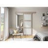 OPTIMUM - Kit porte coulissante 3 carreaux + rail + bandeau Vérone - H.204 x L.83 x P.4 cm - Chene taupe