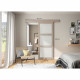 OPTIMUM - Kit porte coulissante 3 carreaux + rail + bandeau Vérone - H.204 x L.83 x P.4 cm - Chene taupe