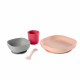 BEABA, Coffret repas Silicone Bébé, Avec Ventouse, Anti-dérapant, 4 Pieces, Assiette + Bol+ Verre + Cuillere, Rose