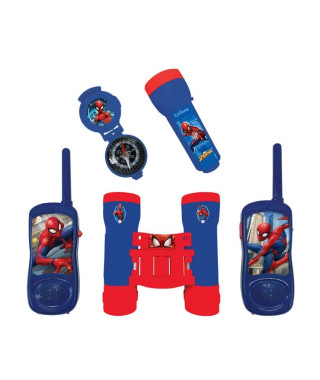 SPIDER-MAN - Kit d'aventurier - Talkie-Walkies portée 120m, jumelles, lampe torche et boussole