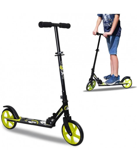 Trottinette mecanique Enfant et ado Pliable FW20 - BEEPER - Roues 8 - 6 a 15 Ans - Noir/Vert