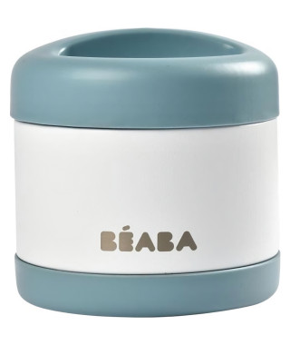 Béaba Portion Pot de Conservation Inox Isotherme Bleu Blanc 500ml