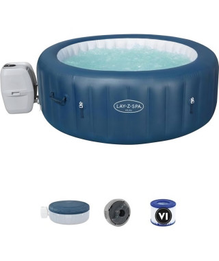 Spa gonflable BESTWAY - Lay-Z-Spa Milán - 196 x 71 cm - 4 a 6 places - Rond (Inclus : couverture, cartouche et diffuseur)