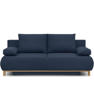 Banquette convertible 3 places MIKA - Tissu bleu foncé - Coffre de rangement - L 192 x H 84 x P 93 cm