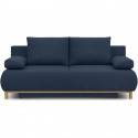 Banquette convertible 3 places MIKA - Tissu bleu foncé - Coffre de rangement - L 192 x H 84 x P 93 cm