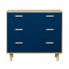 Commode avec 3 tiroirs - Pieds bois de pin bleu - LILA