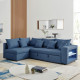 Canapé d'angle a gauche convertible + coffre de rangement + 4 coussins - Tissu Bleu - L 250 x P 163 x H 88 cm - OWENS