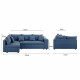 Canapé d'angle a gauche convertible + coffre de rangement + 4 coussins - Tissu Bleu - L 250 x P 163 x H 88 cm - OWENS